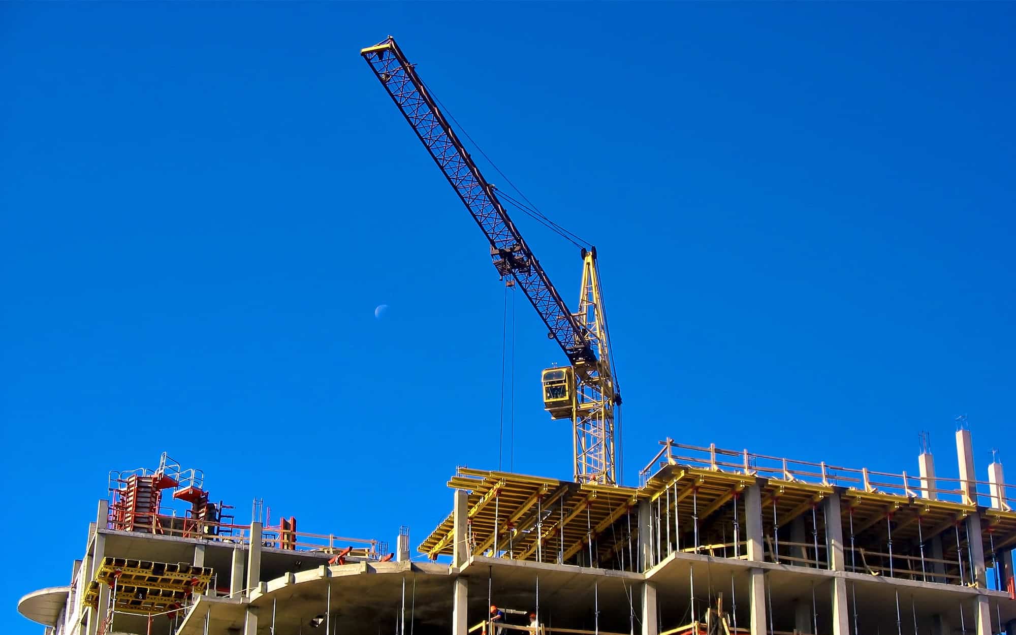 Front view of a crane at construction site